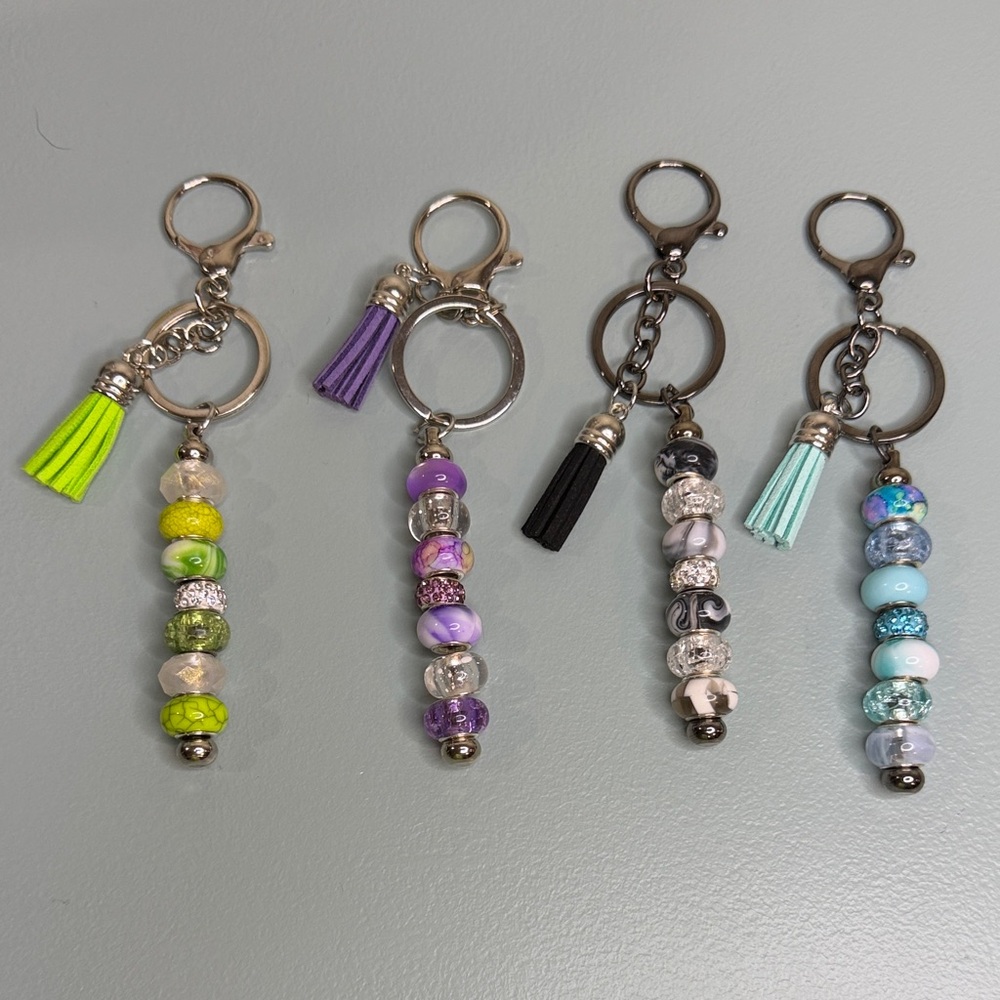 Handmade Beaded Tassel Keychains - Assorted Colors